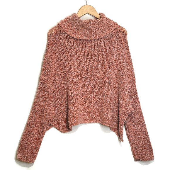 Free People Cowl Neck Knit Sweater Oversized Relaxed Fit Casual Boho Red Pink S - Picture 9 of 16